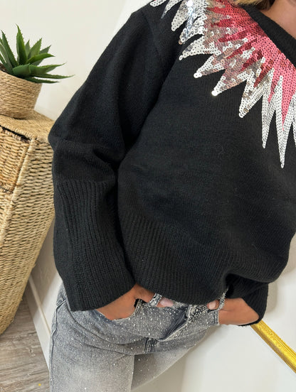 MAGLIA NERA CON PAILLETTES