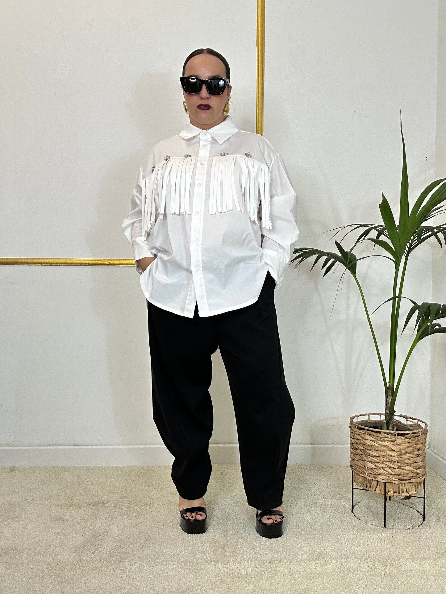 CAMICIA BIANCA CON FRANGE