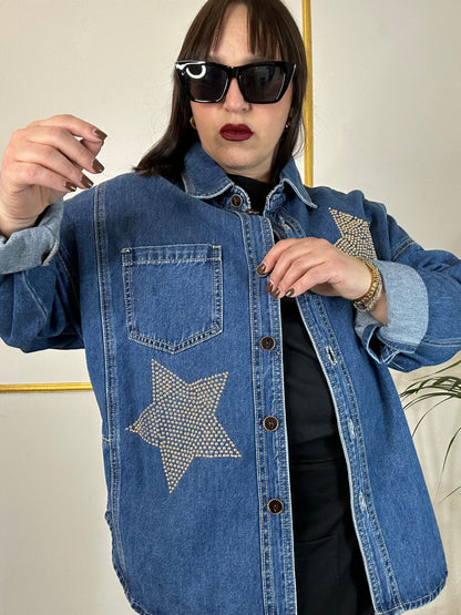 Camicia Jeans Custom – Stelle & Teschio Gold