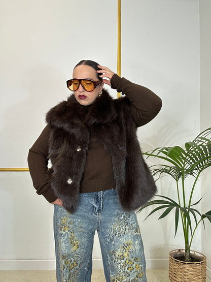 SMANICATO IN ECOPELICCIA CAFFÈ