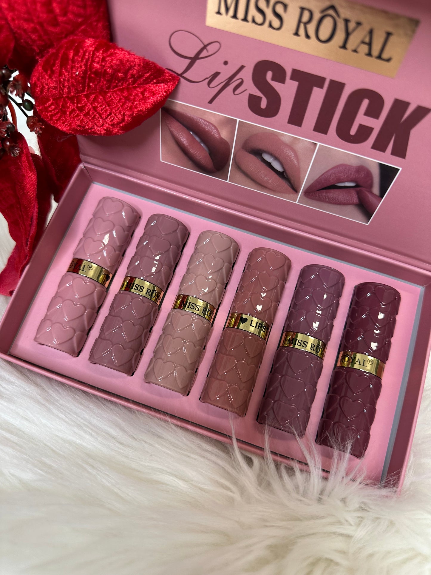 Set Rossetti Miss Royal – 6 tonalità nude • Lunga Tenuta 24H