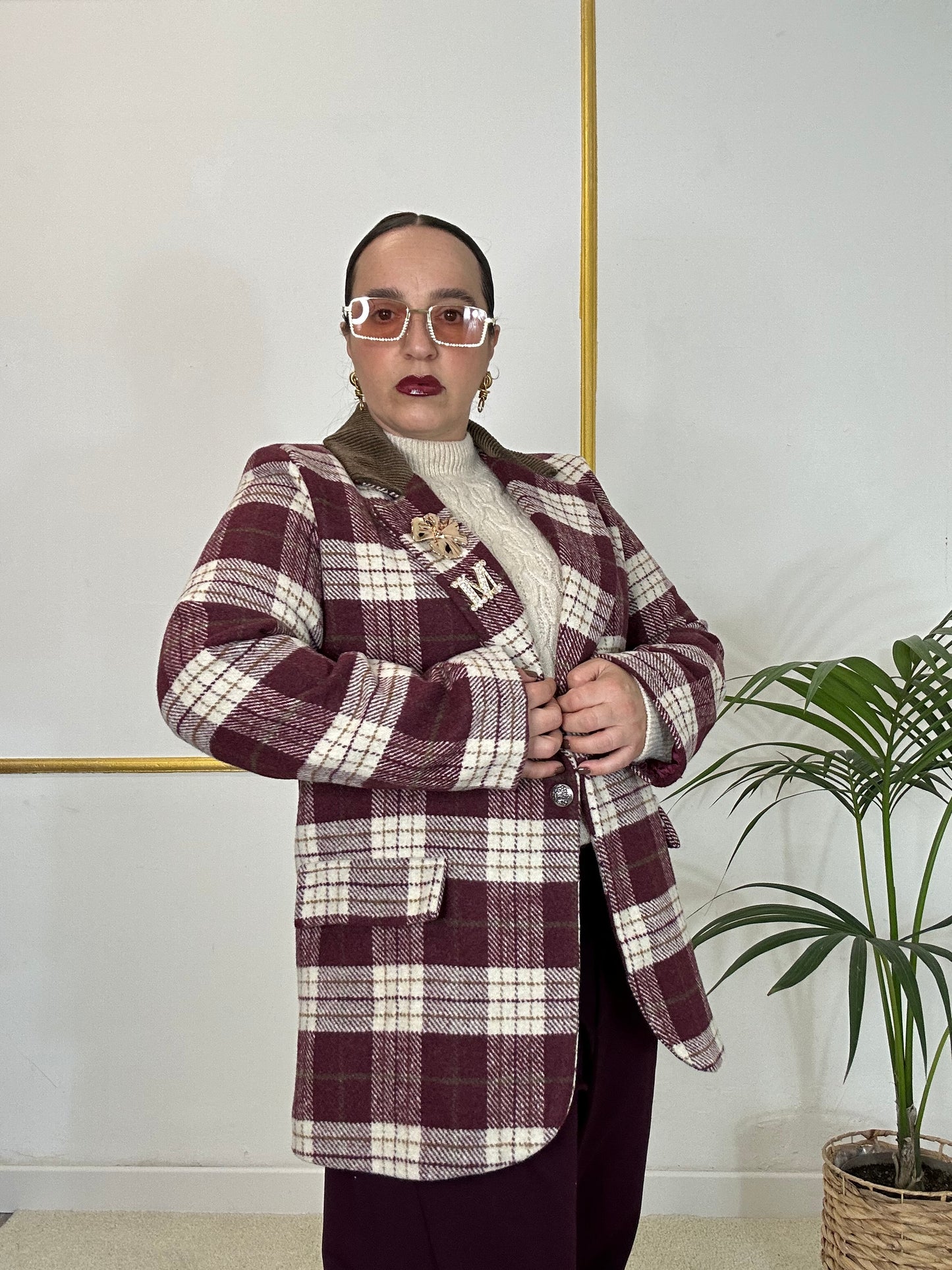 GIACCA QUADRI BORDEAUX