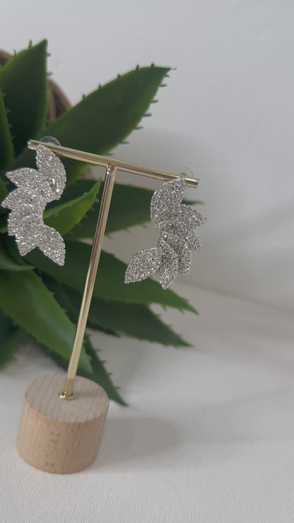 ORECCHINI FOGLIA STRASS